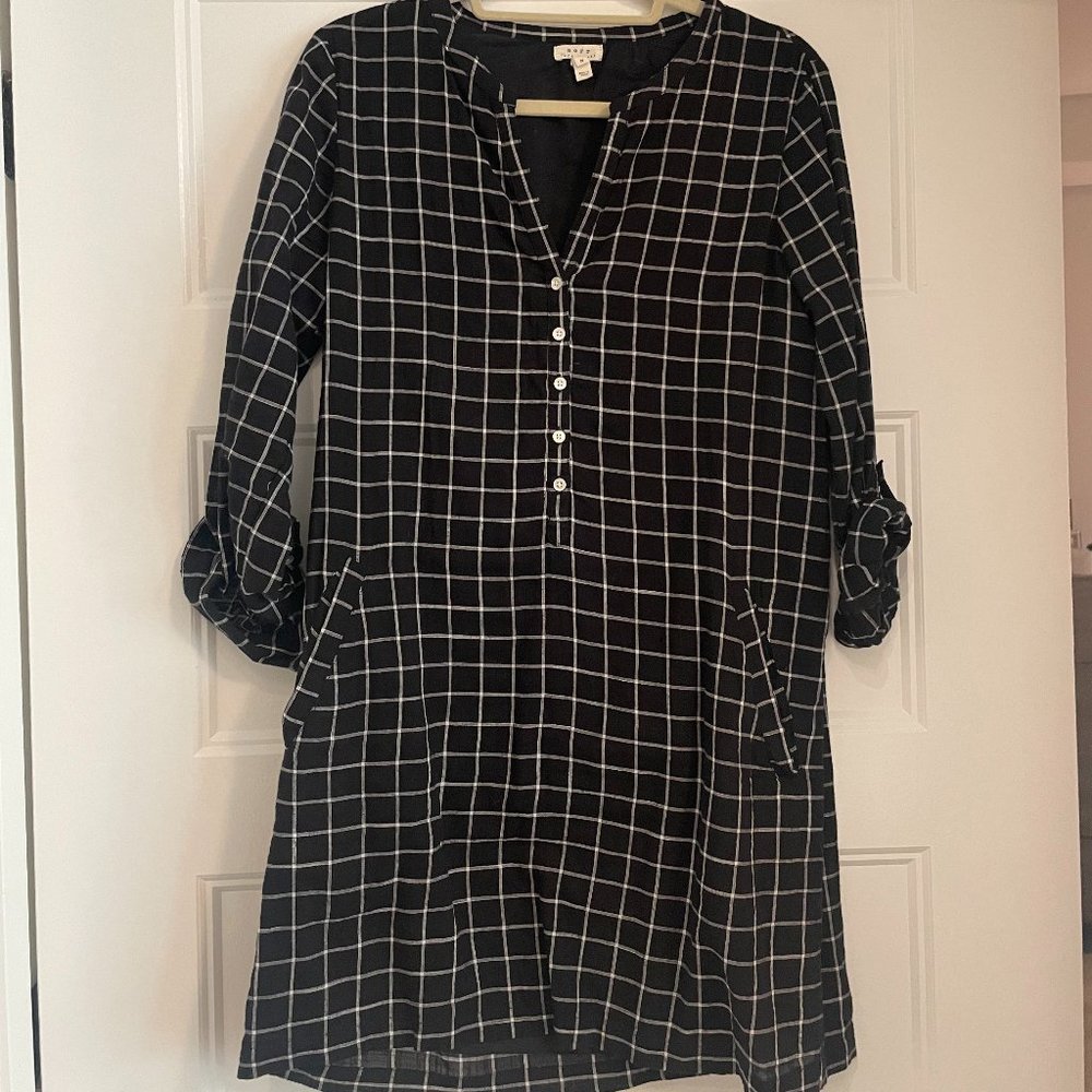 Black + White Plaid Loose SOFT JOIE dress